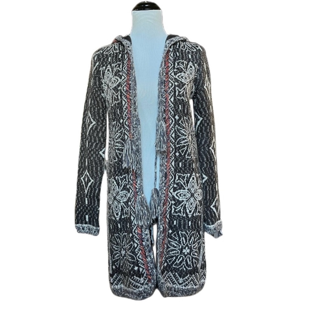 Free People Kai Tassel Pom Boho Hooded Cardigan - Picture 6 of 10